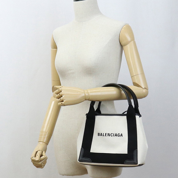 Balenciaga Navy Cabas XS Tote Bag White - Picture 14 of 16